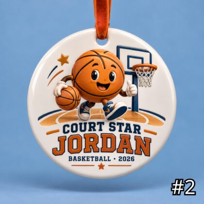 Alternative view of Personalized Basketball Ceramic Ornament – Cute Basketball Characters