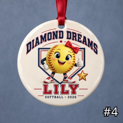 Personalized Softball Ceramic Ornament – Cute Softball Characters - Image 4