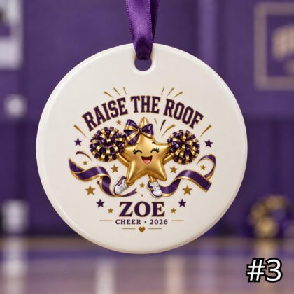 Personalized Cheerleading Ceramic Ornament – Cute Cheer Characters - Image 3