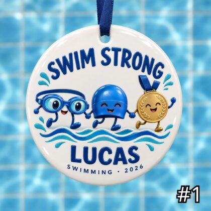 Personalized Swimming Ceramic Ornament – Cute Swim Characters