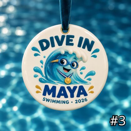 Personalized Swimming Ceramic Ornament – Cute Swim Characters - Image 3
