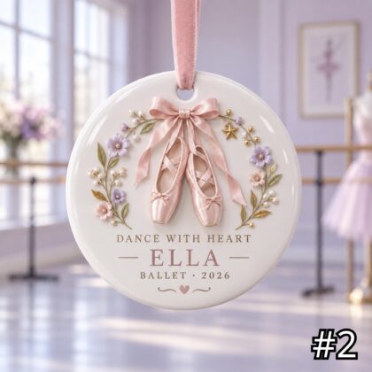 Alternative view of Personalized Ballet Ceramic Ornament – Cute Ballet Characters