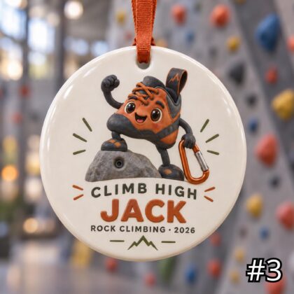 Personalized Rock Climbing Ceramic Ornament – Cute Climbing Characters - Image 3