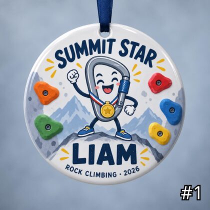 Personalized Rock Climbing Ceramic Ornament – Cute Climbing Characters