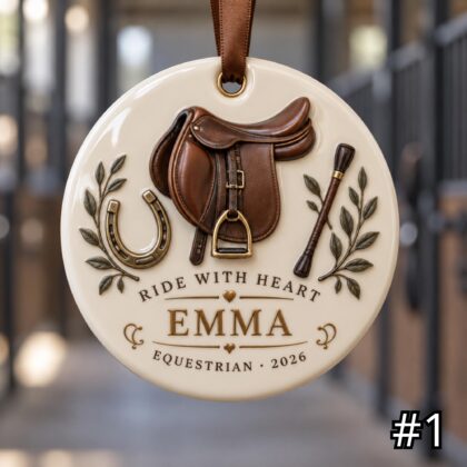 Personalized Equestrian Ceramic Ornament – Cute Horse Riding Characters