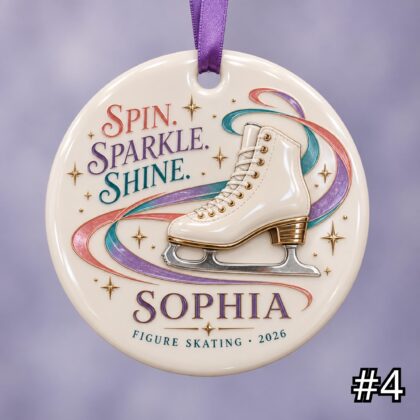 Personalized Figure Skating Ceramic Ornament – Cute Skating Characters - Image 4
