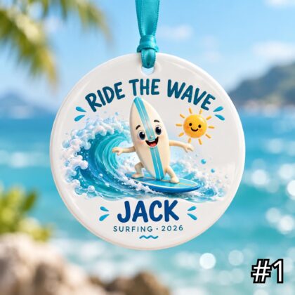 Personalized Surfing Ceramic Ornament – Cute Surf Characters