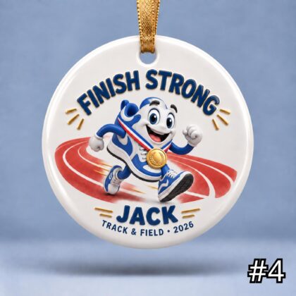 Personalized Track and Field Ceramic Ornament – Cute Athletic Characters - Image 4