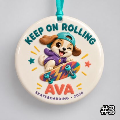 Personalized Skateboarding Ceramic Ornament – Cute Skate Characters - Image 3