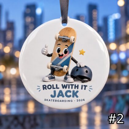 Alternative view of Personalized Skateboarding Ceramic Ornament – Cute Skate Characters