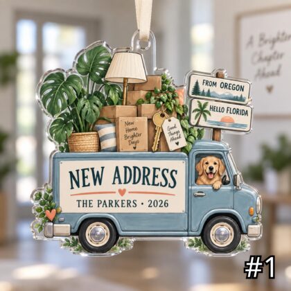 Personalized Moving Acrylic Ornament – We Moved Christmas Decoration
