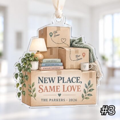 Personalized Packed With Memories Acrylic Ornament – Moving Box Christmas Decoration - Image 3