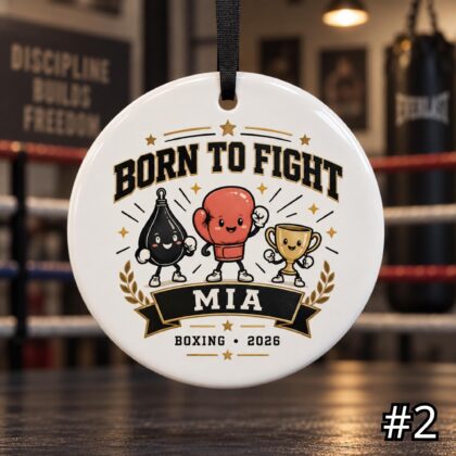 Alternative view of Personalized Boxing Ceramic Ornament – Cute Boxing Gloves Christmas Decoration