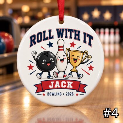 Personalized Bowling Ceramic Ornament – Cute Bowling Ball and Shoe Christmas Decoration - Image 4