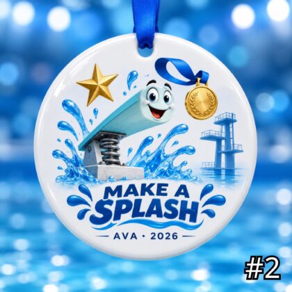 Alternative view of Personalized Diving Ceramic Ornament – Cute Scuba Gear Christmas Decoration
