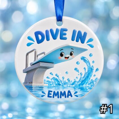 Personalized Diving Ceramic Ornament – Cute Scuba Gear Christmas Decoration