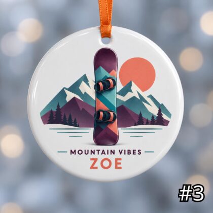 Personalized Snowboarding Ceramic Ornament – Cute Snowboard Christmas Decoration - Image 3