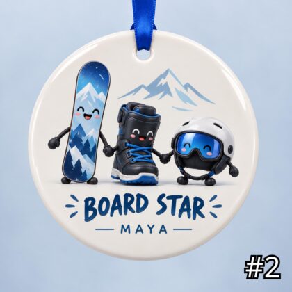 Alternative view of Personalized Snowboarding Ceramic Ornament – Cute Snowboard Christmas Decoration