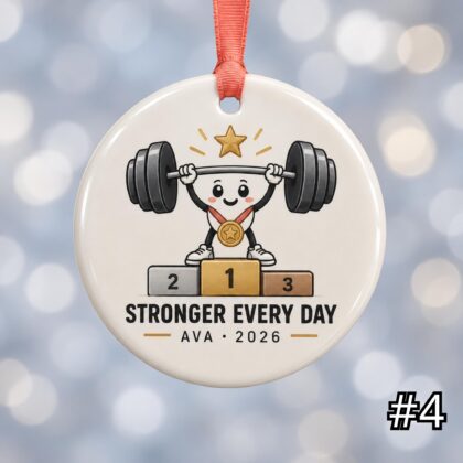 Personalized Weightlifting Ceramic Ornament – Cute Barbell Christmas Decoration - Image 4