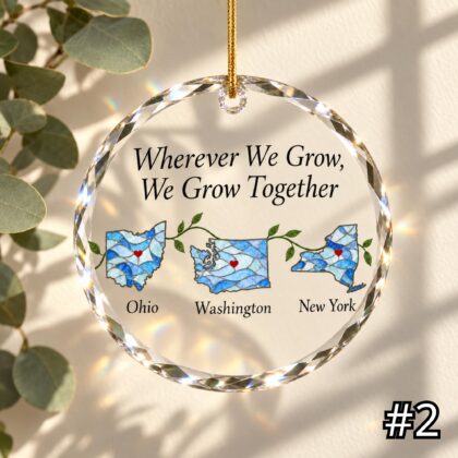 Alternative view of Personalized Family Glass Ornament – Long Distance Family Keepsake
