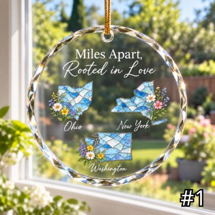 Personalized Family Glass Ornament – Long Distance Family Keepsake