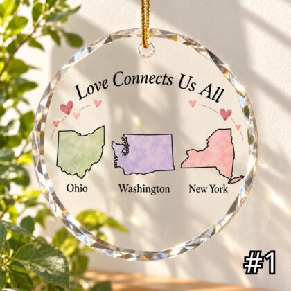 Personalized Family Glass Ornament – Long Distance Family Gift