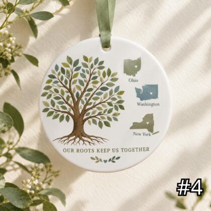 Personalized Family Tree Ceramic Ornament – Long Distance Family Keepsake - Image 4