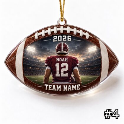Personalized Football Player Ornament – Custom Name and Jersey Number - Image 4