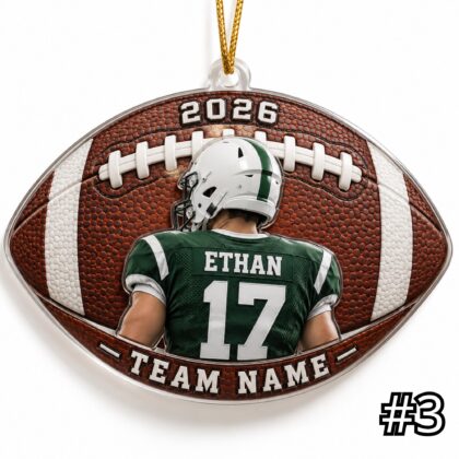 Personalized Football Player Ornament – Custom Name and Jersey Number - Image 3