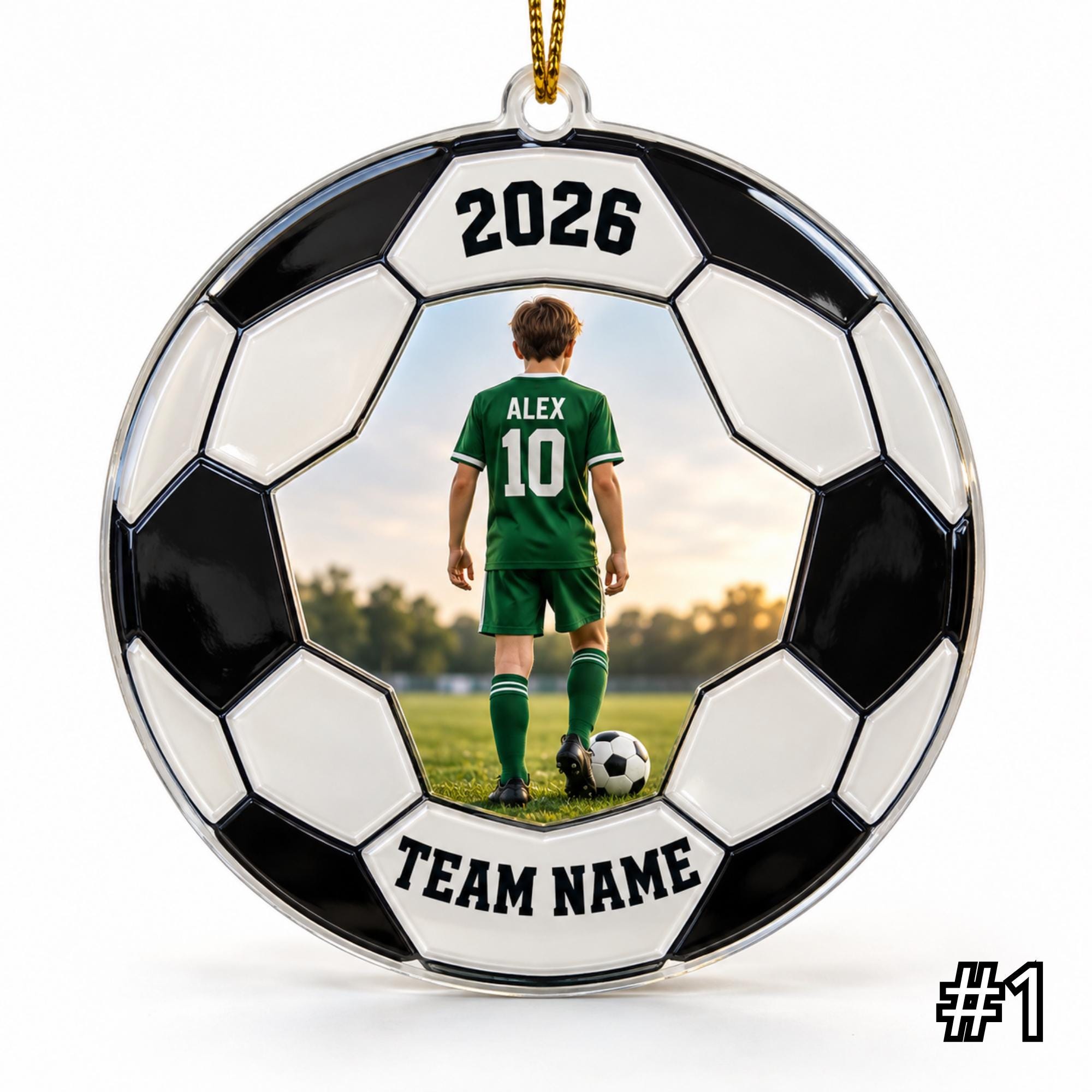 Personalized Soccer Player Ornament – Custom Name and Jersey Number