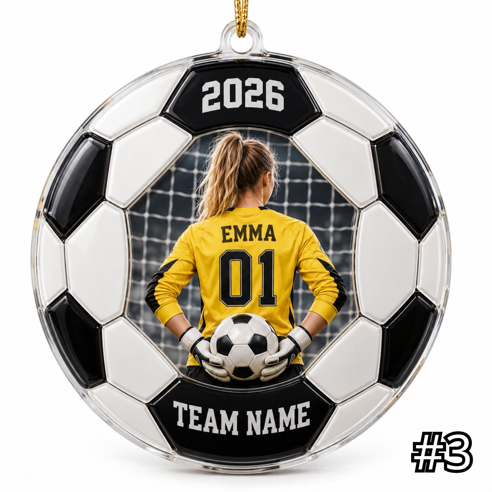 Personalized Soccer Player Ornament – Custom Name and Jersey Number - Image 3