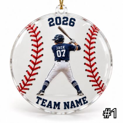 Personalized Baseball Player Ornament – Custom Name and Jersey Number