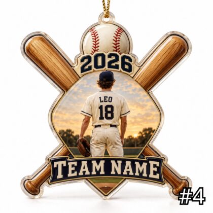 Personalized Baseball Player Ornament – Custom Name and Jersey Number - Image 4
