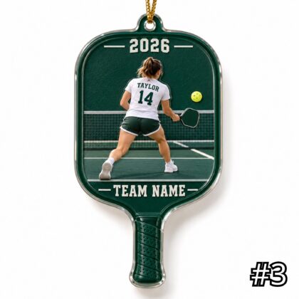 Personalized Pickleball Paddle Ornament – Custom Player Name and Team Name Acrylic Christmas Keepsake - Image 3