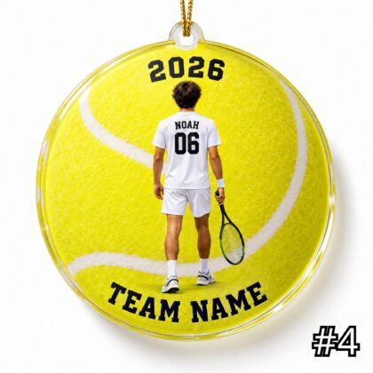 Personalized Tennis Racket Ornament – Custom Player Name and Team Name Acrylic Christmas Keepsake - Image 4