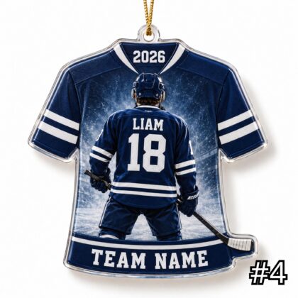 Personalized Hockey Player Ornament – Custom Name and Jersey Number - Image 4