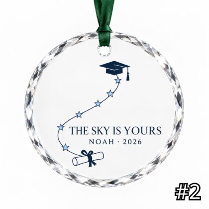 Alternative view of Personalized Diploma and Laurel Glass Ornament – Custom Graduate Name and Graduation Year