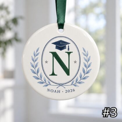 Personalized Graduate Monogram Ceramic Ornament – Custom Graduate Name and Graduation Year - Image 3