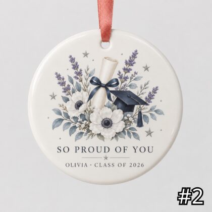 Alternative view of Personalized Future in Bloom Ceramic Ornament – Custom Graduate Name and Graduation Year