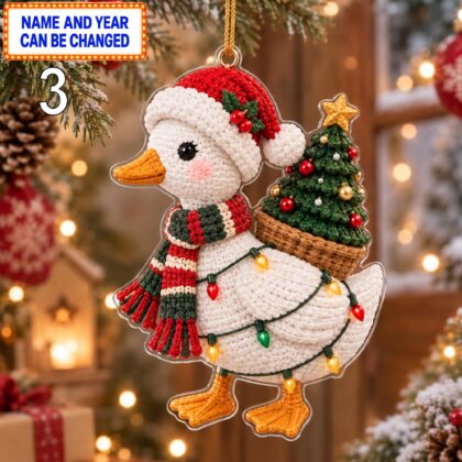 Christmas Duck 2D Ornament – Crochet Inspired Animal Holiday Decor - Image 4