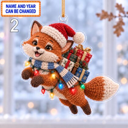 Christmas Brown Bear 2D Ornament – Crochet Inspired Woodland Decor - Image 3