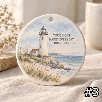Little Lighthouse Ceramic Ornament – Your Light Makes Every Day Brighter Inspirational Gift - Image 3