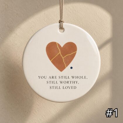 Kintsugi Heart Ceramic Ornament – You Are Still Whole Worthy and Loved Encouragement Gift