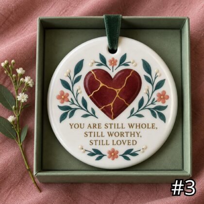 Kintsugi Heart Ceramic Ornament – You Are Still Whole Worthy and Loved Encouragement Gift - Image 3