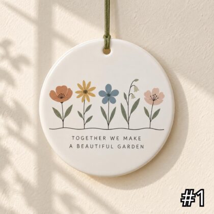 Family Flower Garden Ceramic Ornament – Together We Make a Beautiful Garden Family Gift