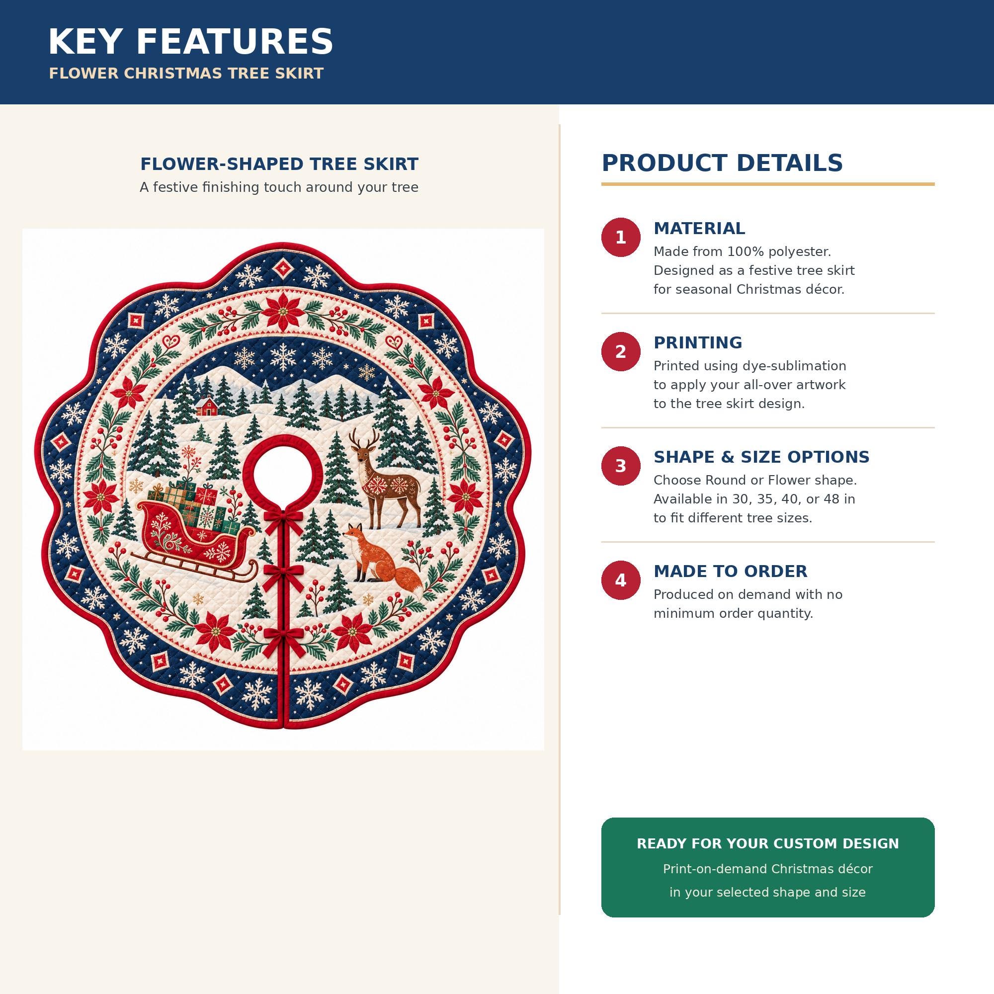 Scandinavian Folk Art Symbols Quilt Christmas Tree Skirt - Image 5