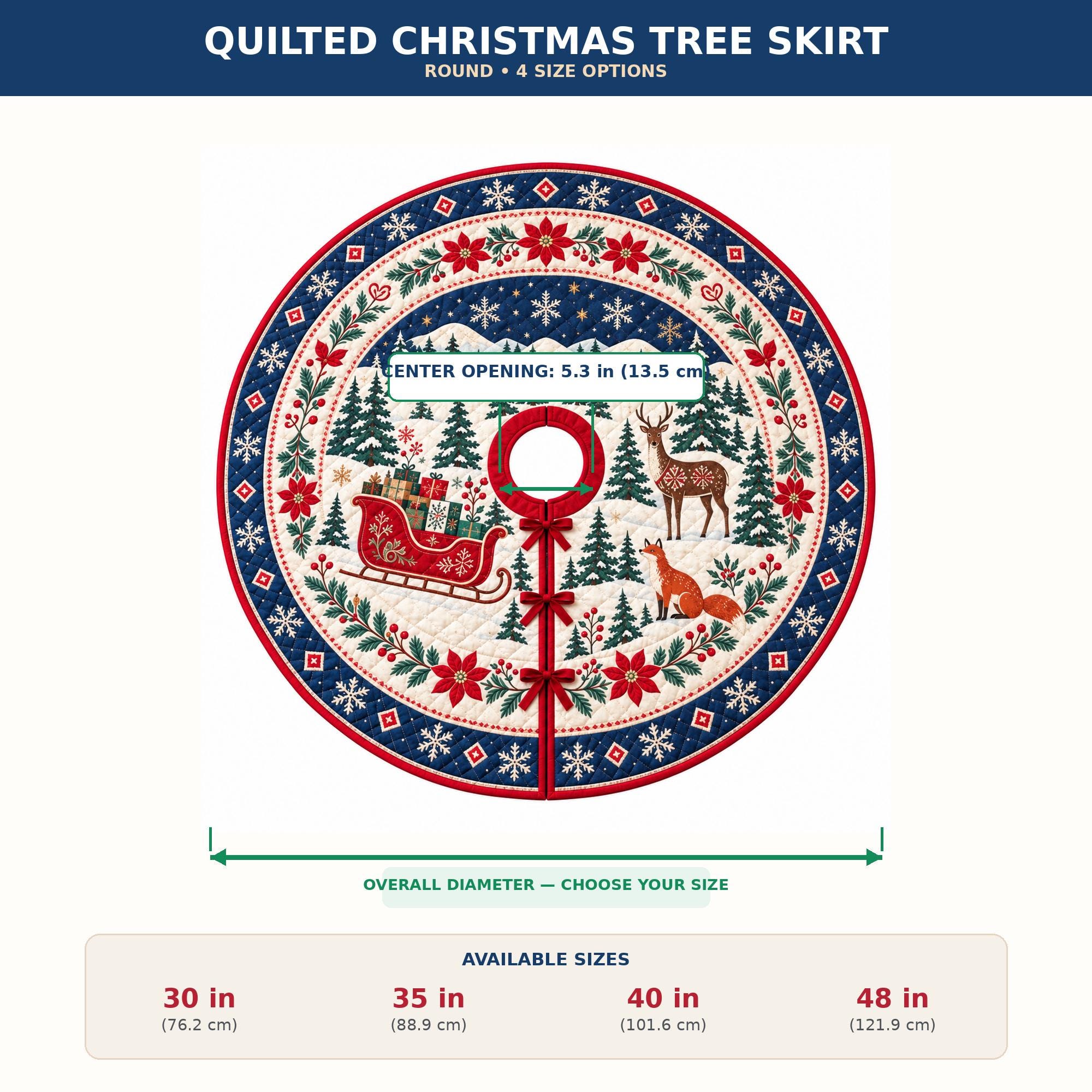 Scandinavian Folk Art Symbols Quilt Christmas Tree Skirt - Image 7