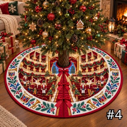 Nutcracker Grand Theater Quilt Christmas Tree Skirt – Ballet Stage and Velvet Curtain Scene - Image 4