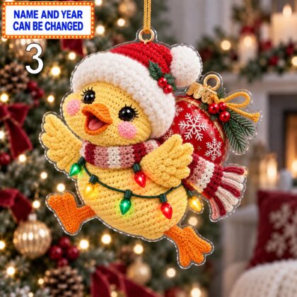 Christmas Chicken 2D Ornament – Crochet Inspired Farm Animal Holiday Decor - Image 3