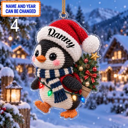 Christmas Penguin 2D Ornament – Crochet Inspired Winter Animal Decor - Image 4